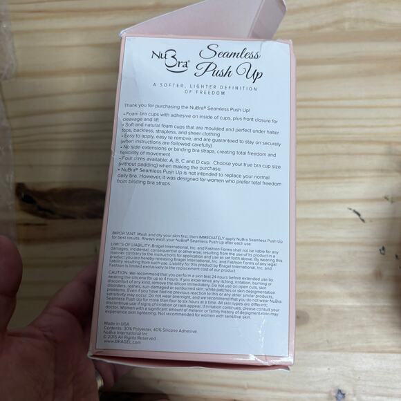 NuBra Fashion Forms Womens Size D Seamless Push Up Bra Mocha Backless Strapless - Picture 5 of 8